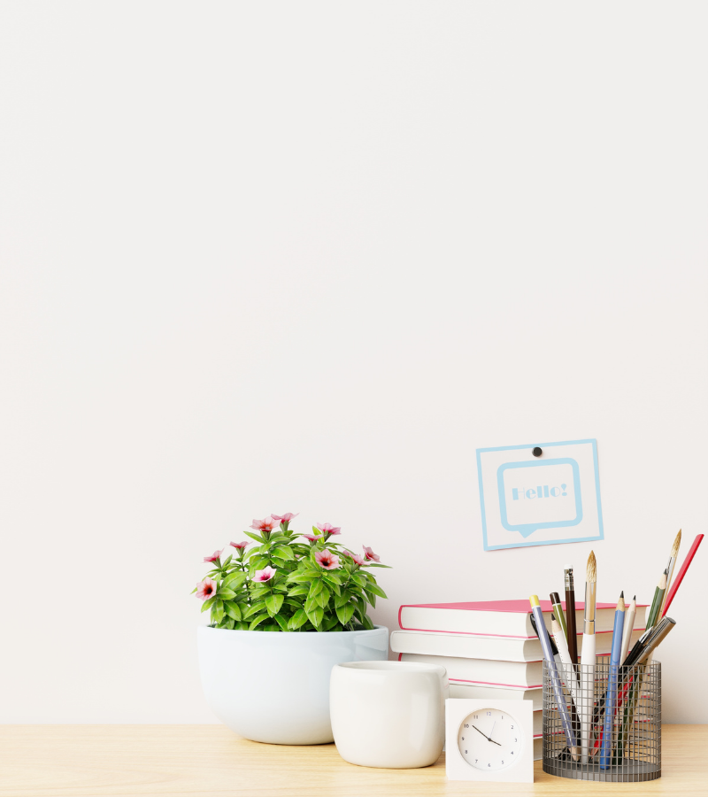 desk with plant